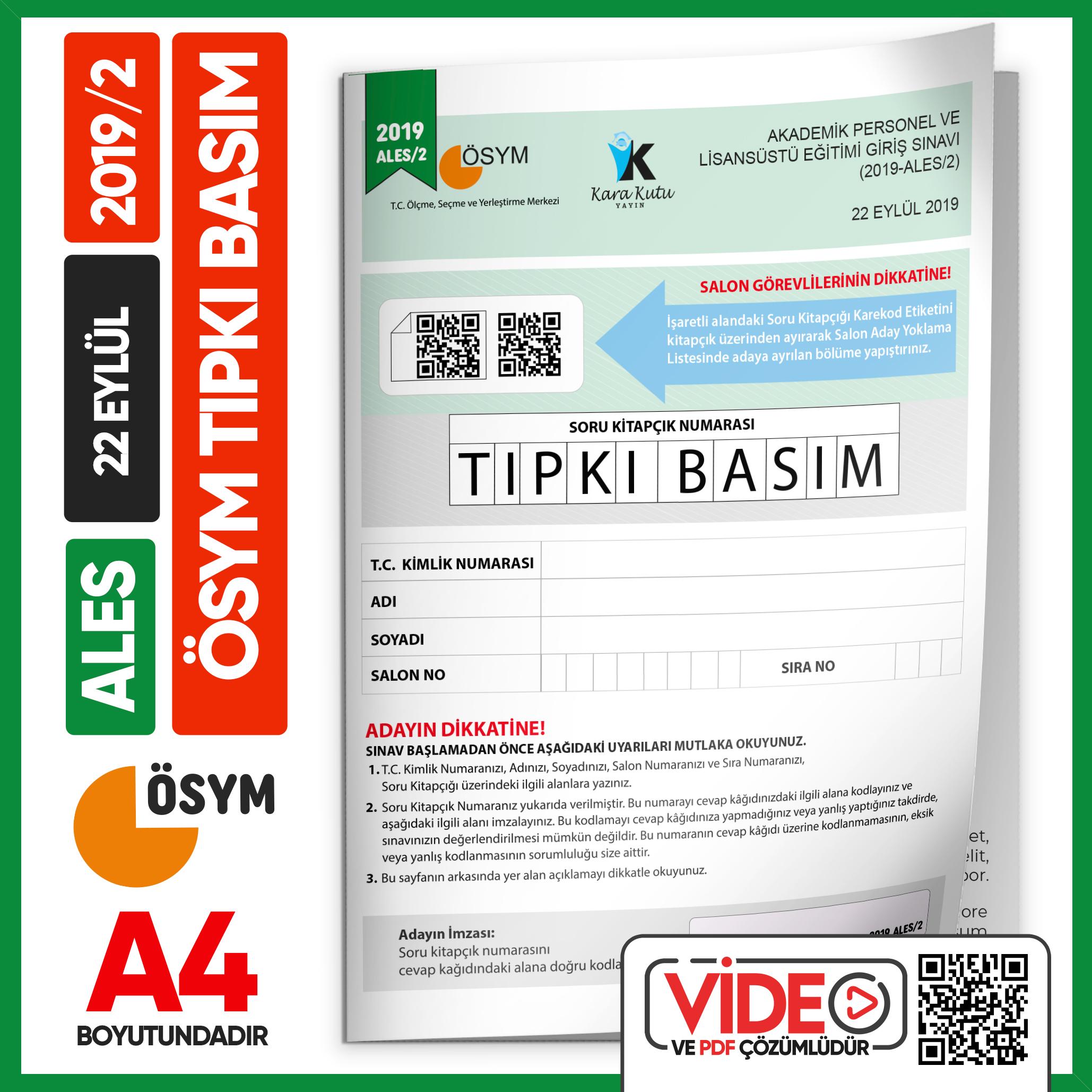 ALES%202019/2%20Eylül%20ÖSYM%20Tıpkı%20Basım%20Çıkmış%20Soru%20Deneme%20Kitapçığı%20Video/PDF%20Çözümlü%20Türkiye%20Geneli