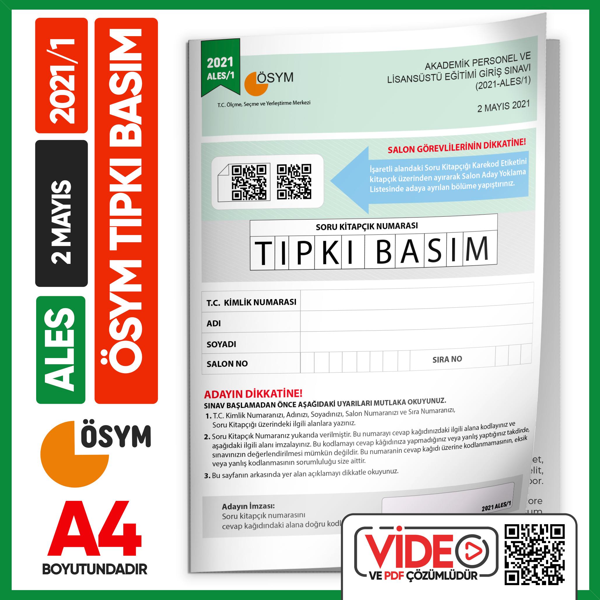 ALES%202021/1 ÖSYM%20Tıpkı%20Basım%20Çıkmış%20Soru%20Deneme%20Kitapçığı%20Video/PDF%20Çözümlü%20Türkiye%20Geneli