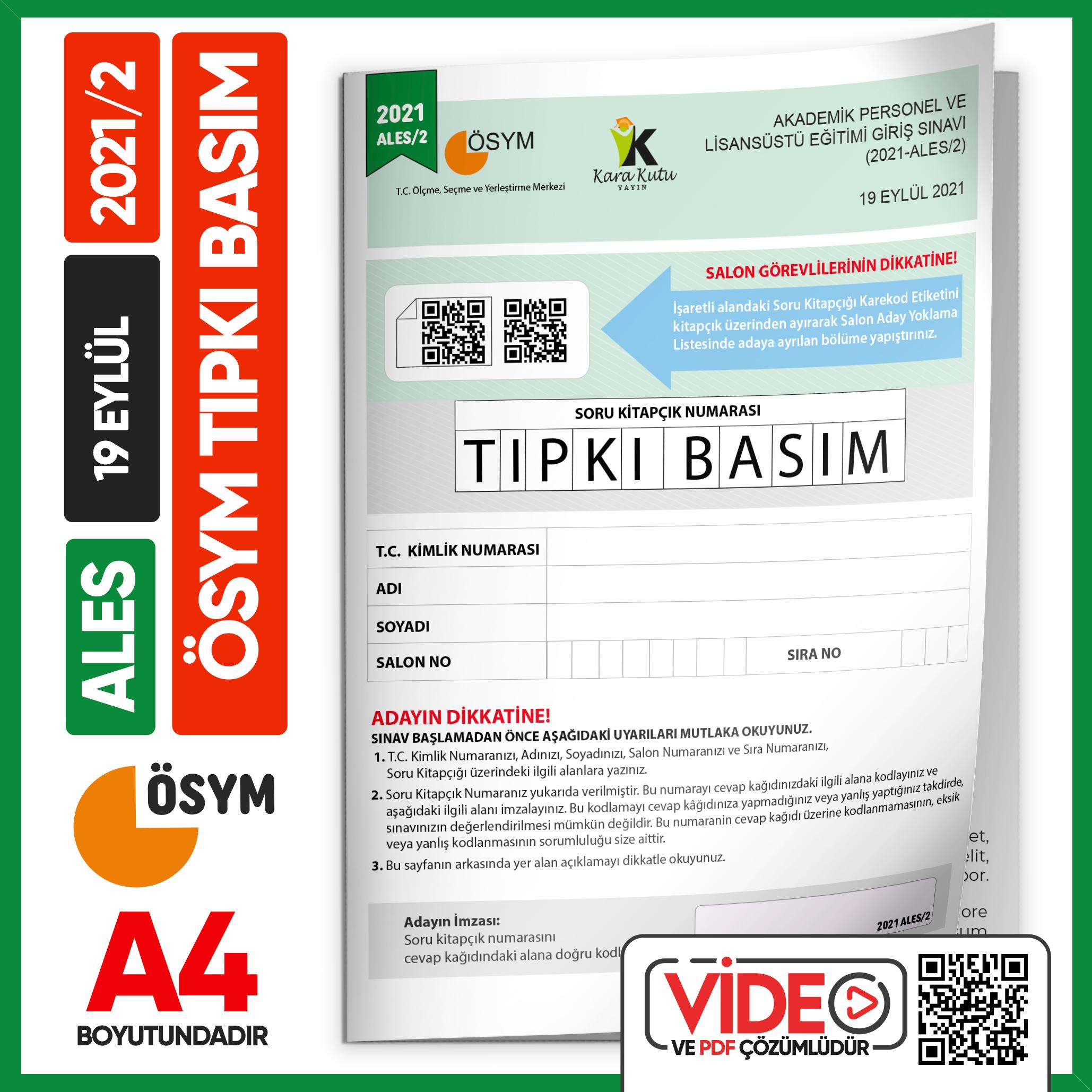 ALES%202021/2 ÖSYM%20Tıpkı%20Basım%20Çıkmış%20Soru%20Deneme%20Kitapçığı%20Video/PDF%20Çözümlü%20Türkiye%20Geneli