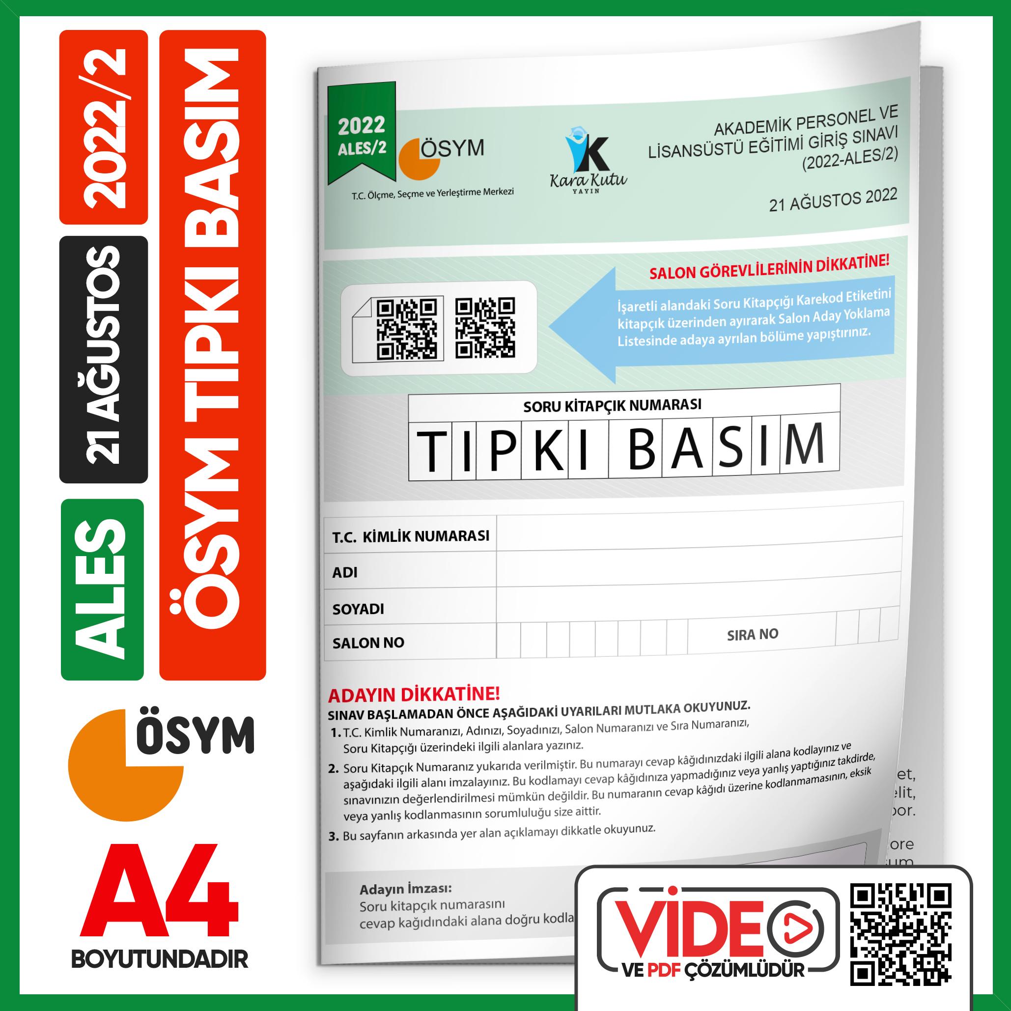 ALES%202022/2 ÖSYM%20Tıpkı%20Basım%20Çıkmış%20Soru%20Deneme%20Kitapçığı%20Video/PDF%20Çözümlü%20Türkiye%20Geneli