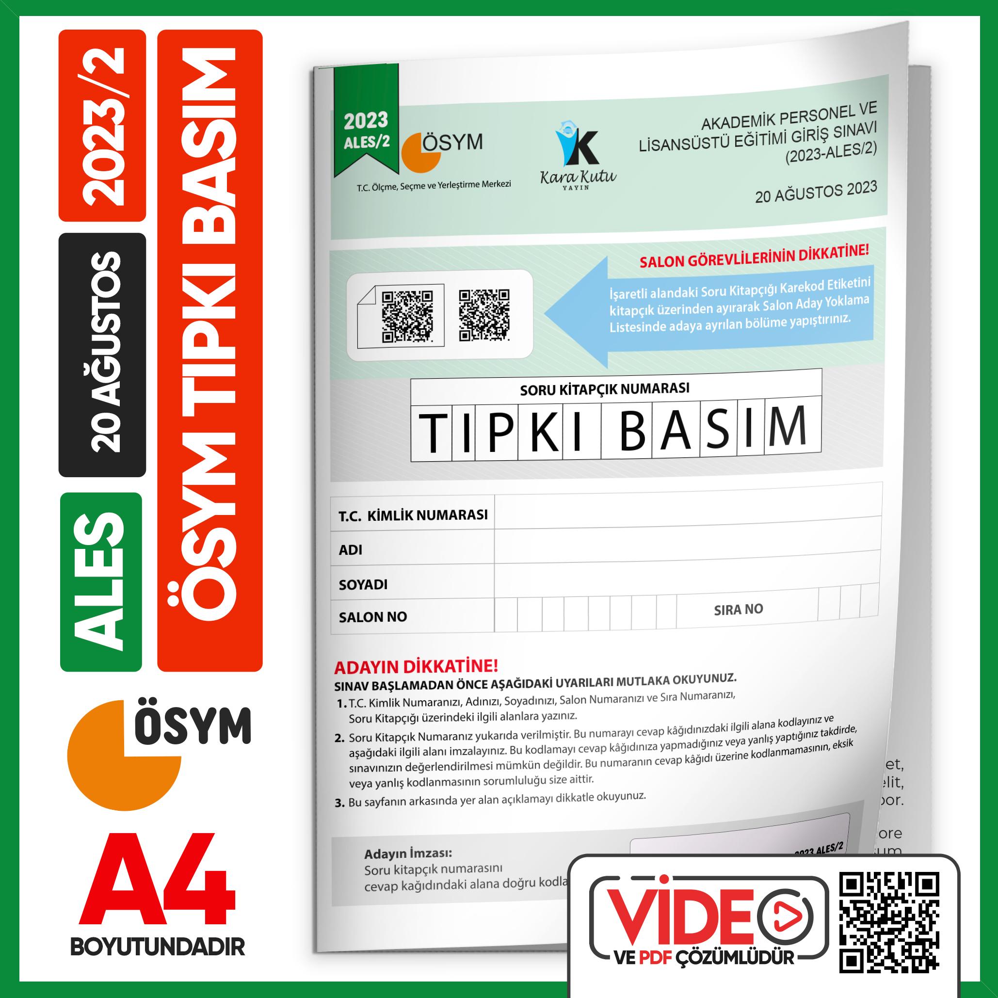 ALES%202023/2%20Ağustos%20ÖSYM%20Tıpkı%20Basım%20Çıkmış%20Soru%20Deneme%20Kitapçığı%20Video/PDF%20Çözümlü%20Türkiye%20Geneli