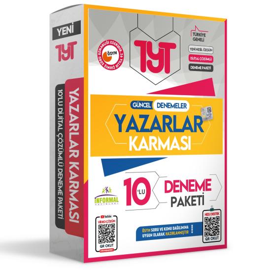 YKS-TYT YENİ SİSTEM Yazarlar Karması 10lu Deneme Paketi Türkiye Geneli Çözümlü