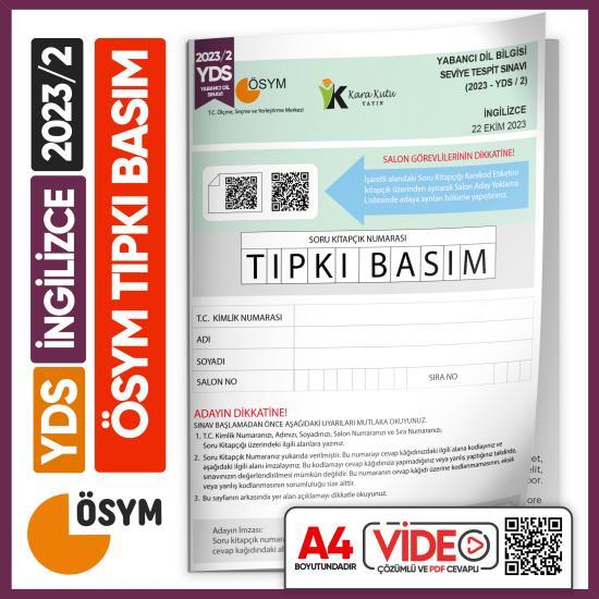 YDS 2023/2 ÖSYM Tıpkı Basım Çıkmış Soru Deneme Kitapçığı Video Çözümlü Türkiye Geneli