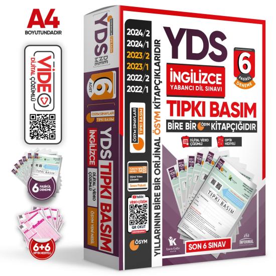 2025 YDS İngilizce ÖSYM Tıpkı Basım Çıkmış Soru 6lı Deneme Paketi Video/PDF Çözümlü Türkiye Geneli