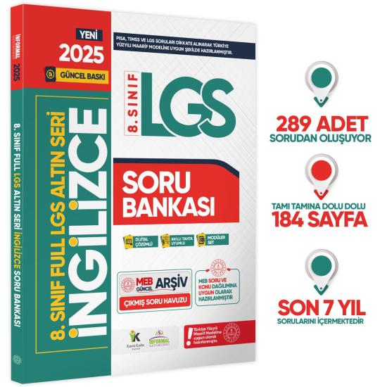 2025 8.Sınıf Full LGS Altın Seri İNGİLİZCE MEB Çıkmış Soru Bankası Modüler Seti PDF/Video Çözümlü