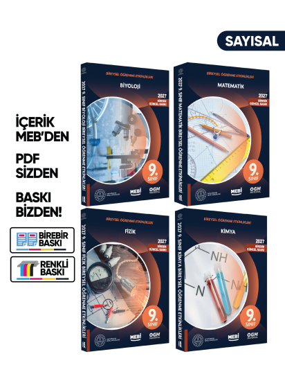 2027 MEBİ 9.Sınıf Maarif Modeli Müfredatı SAYISAL Bireysel Öğrenme Etkinlik Kitap SETİ Baskı Ücreti 2027 MEBİ 9.Sınıf Maarif Modeli Müfredatı SAYISAL Bireysel Öğrenme Etkinlik Kitap SETİ Baskı Ücreti