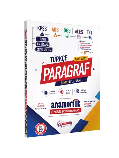 2026 KPSS-AGS-DGS-ALES-TYT ANAMORFİK Türkçe Paragraf Özgün Soru Bankası Konu Özetli Dijital Çözümlü 2026 KPSS-AGS-DGS-ALES-TYT ANAMORFİK Türkçe Paragraf Özgün Soru Bankası Konu Özetli Dijital Çözümlü