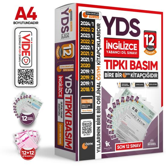 2024 YDS İngilizce ÖSYM Tıpkı Basım Çıkmış Soru 12li Deneme Paketi Video Çözümlü Türkiye Geneli