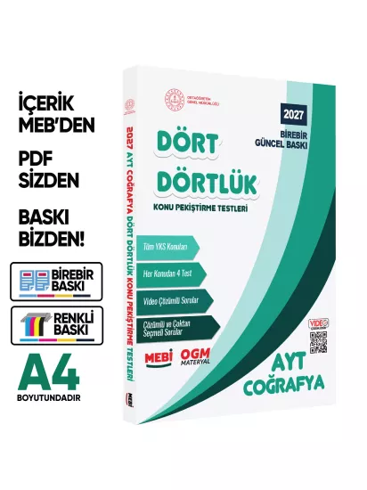 2027 YKS-AYT MEBİ-OGM Dört Dörtlük EA Pekiştirme Soru Bankası Çözümlü Set BASKI ÜCRETİ A4 Renkli 2027 YKS-AYT MEBİ-OGM Dört Dörtlük EA Pekiştirme Soru Bankası Çözümlü Set BASKI ÜCRETİ A4 Renkli