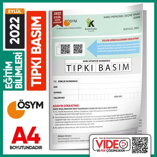 2022 Eylül KPSS Eğitim Bilimleri ÖSYM Tıpkı Basım Çıkmış Soru Deneme Kitapçığı Video/PDF Çözümlü TG