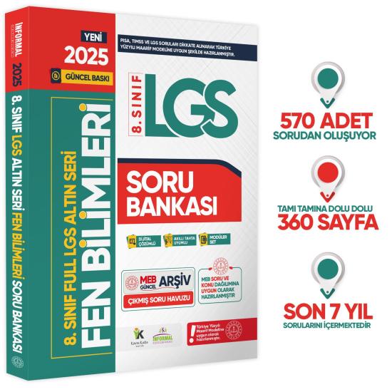 2025 8.Sınıf Full LGS Altın Seri FEN BİLİMLERİ MEB Çıkmış Soru Bankası Modüler Seti PDF/Video Çözüm