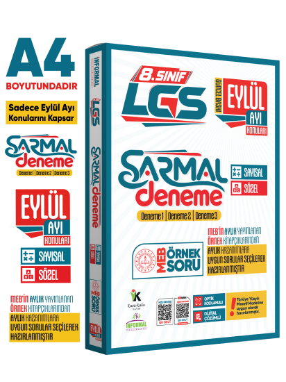 2027 8.Sınıf LGS Sadece EYLÜL AYI Konuları MEB Örnek Soruları 3lü Sarmal Deneme Paketi Çözümlü 2027 8.Sınıf LGS Sadece EYLÜL AYI Konuları MEB Örnek Soruları 3lü Sarmal Deneme Paketi Çözümlü