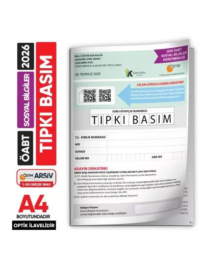2026 MEB-AGS ÖABT Sosyal Bilgiler Öğretmenliği ÖSYM Tıpkı Basım Kitapçığı TG Deneme 2026 MEB-AGS ÖABT Sosyal Bilgiler Öğretmenliği ÖSYM Tıpkı Basım Kitapçığı TG Deneme
