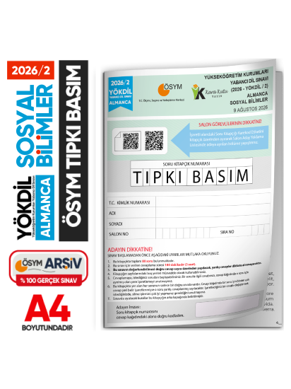 2026/2 YÖKDİL Almanca Sosyal Bilimler ÖSYM Çıkmış Soru Tıpkı Basım Deneme Kitapçığı Türkiye Geneli 2026/2 YÖKDİL Almanca Sosyal Bilimler ÖSYM Çıkmış Soru Tıpkı Basım Deneme Kitapçığı Türkiye Geneli