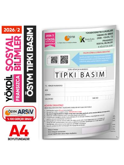 2026/2 YÖKDİL Fransızca SOSYAL Bilimler ÖSYM Çıkmış Soru Tıpkı Basım Deneme Kitapçığı Türkiye Geneli 2026/2 YÖKDİL Fransızca SOSYAL Bilimler ÖSYM Çıkmış Soru Tıpkı Basım Deneme Kitapçığı Türkiye Geneli