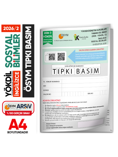 2026/2 YÖKDİL İngilizce SOSYAL BİLİMLER ÖSYM Çıkmış Soru Tıpkı Basım Deneme Kitapçığı Türkiye Geneli 2026/2 YÖKDİL İngilizce SOSYAL BİLİMLER ÖSYM Çıkmış Soru Tıpkı Basım Deneme Kitapçığı Türkiye Geneli