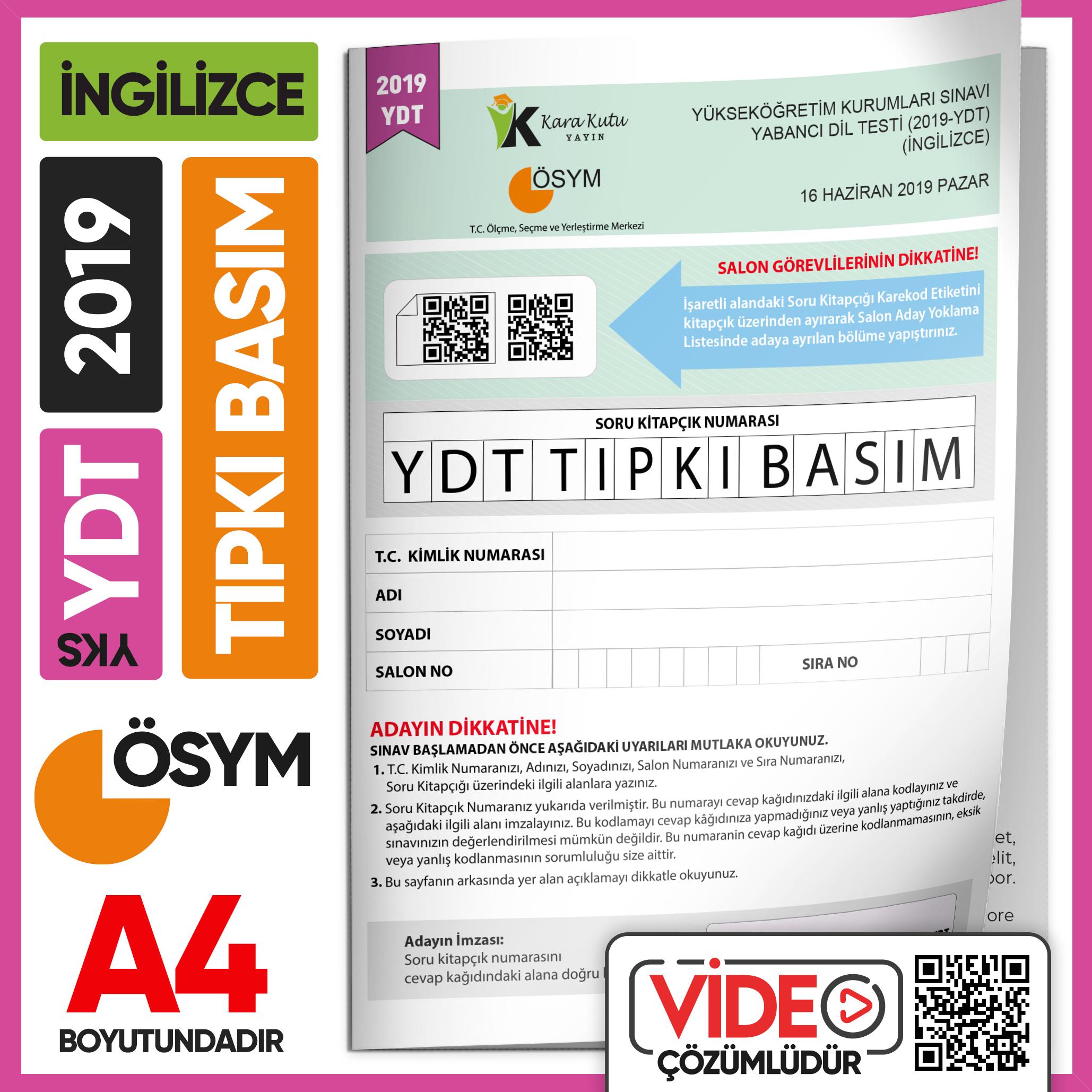 2019%20YKS%20YDT%20İngilizce%20ÖSYM%20Tıpkı%20Basım%20Çıkmış%20Soru%20Deneme%20Kitapçığı%20(Video%20Çözümlü%20Türkiye%20Geneli)