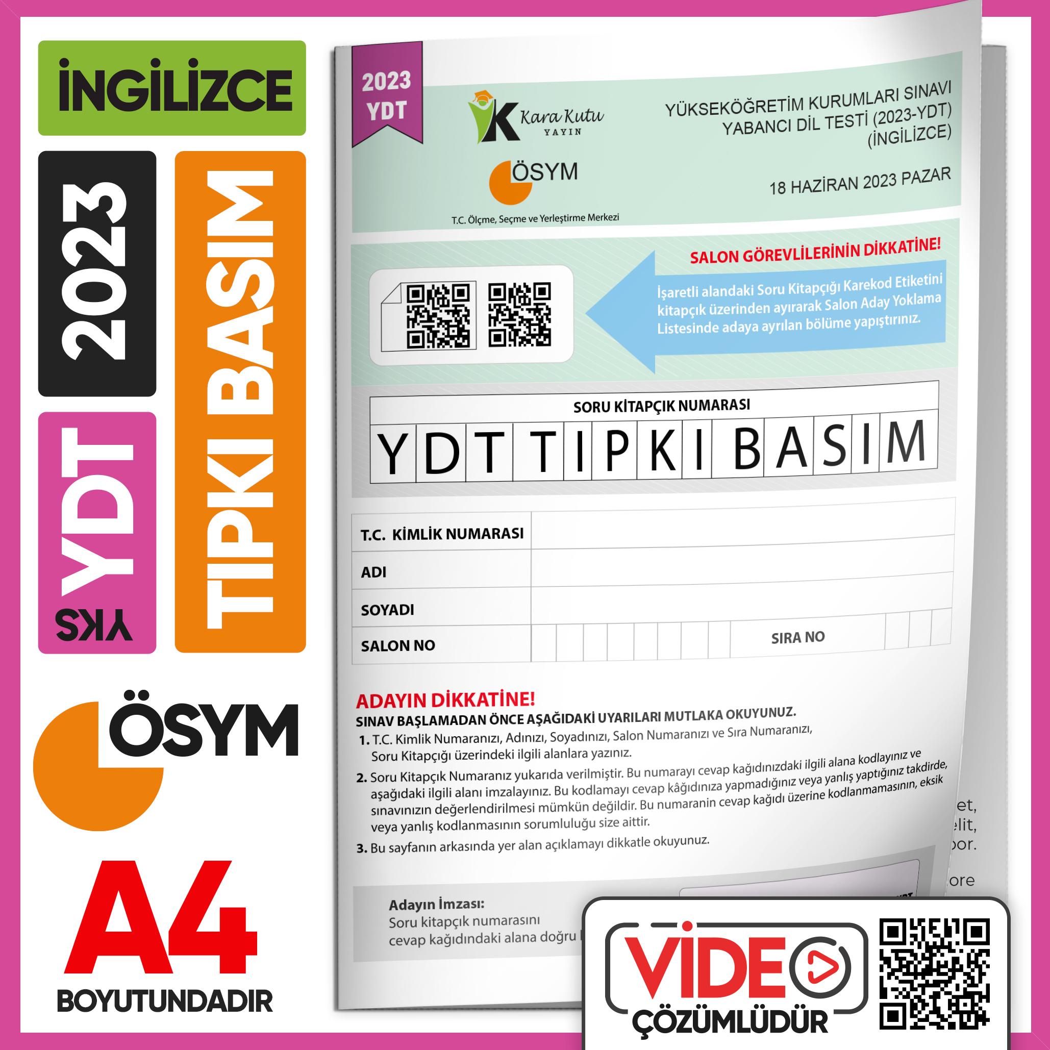 2023%20YKS%20YDT%20İngilizce%20ÖSYM%20Tıpkı%20Basım%20Çıkmış%20Soru%20Deneme%20Kitapçığı%20(Video%20Çözümlü%20Türkiye%20Geneli)